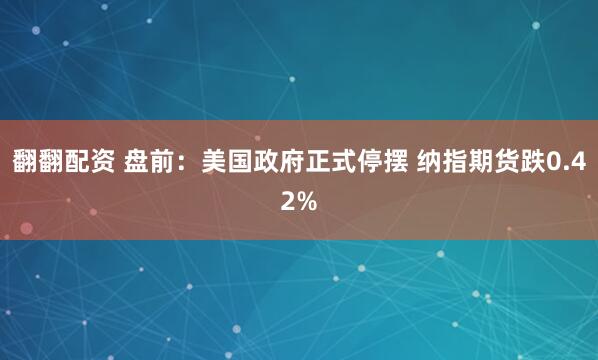 翻翻配资 盘前：美国政府正式停摆 纳指期货跌0.42%